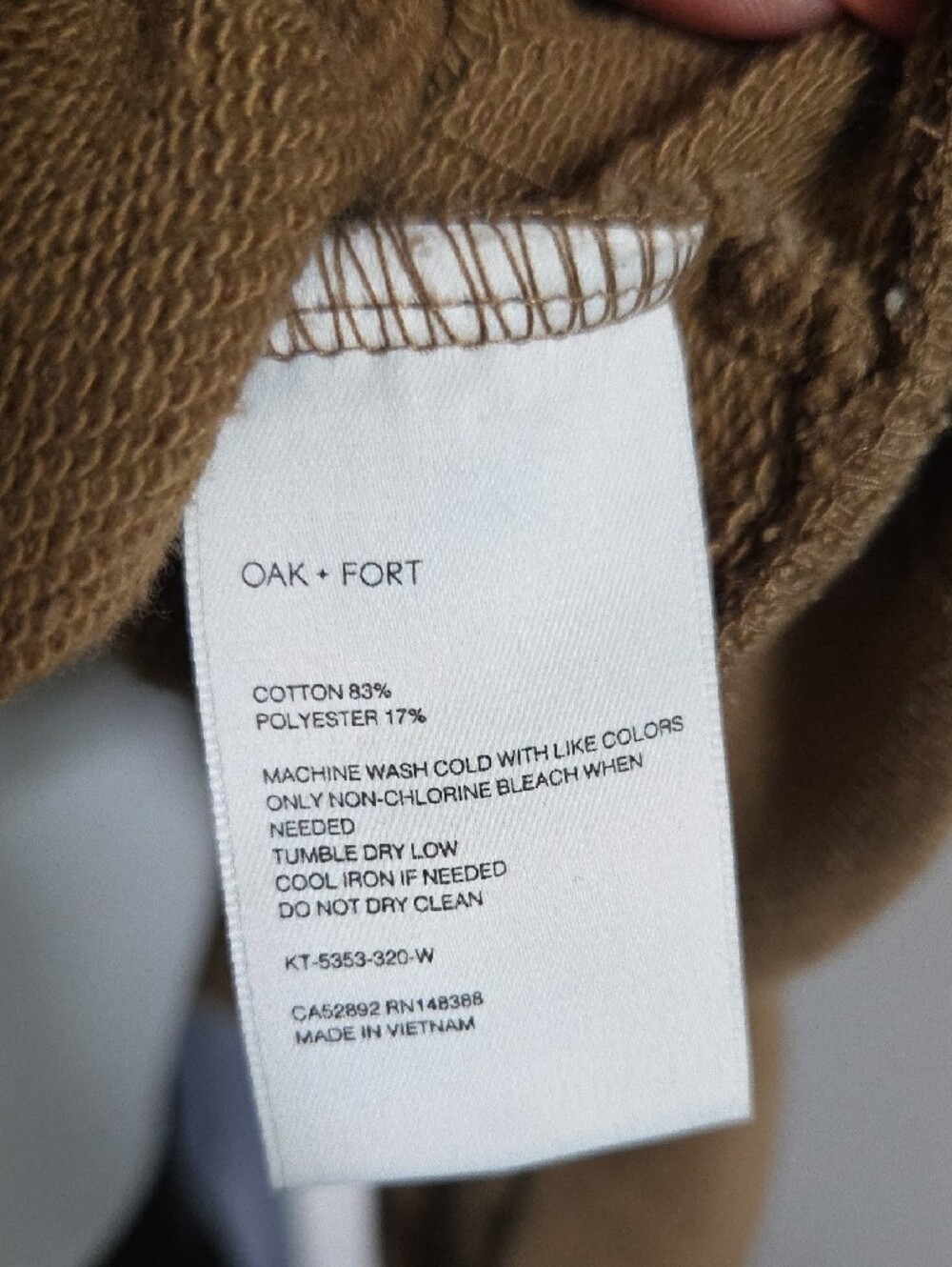 OAK + FORT Oversized Cropped Crewneck Sweater in Camel Brown - Picture 4 of 10